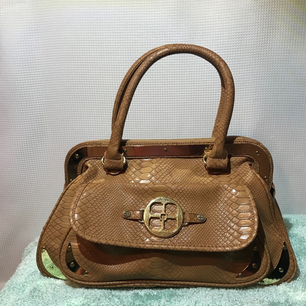 IMAN Faux Crocodile Shoulder Bag